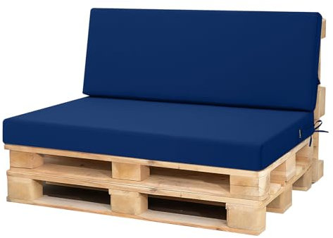 PRIMEPATIO Palettenkissen Outdoor 2er Set für Terrassenmöbel, Auflagen, Kissen & Polster, Wasserdicht und Farbecht, Ersatz für Palettensofa, Sitzkissen für Europaletten, Hof, Garten, Terrasse, Navy