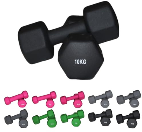 Lisaro Neopren Hantel | Profi Kurzhanteln 0,5-10 kg | Hexagon Hanteln - Fitness Gewichte für Frauen & Männer - Schweißresistent & Bodenfreundlich - Ideal für Home Gym & Studio
