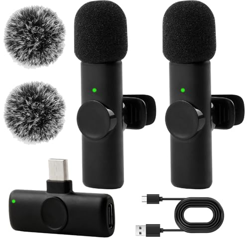 Kabelloses Mikrofon Lavalier USB C mit Geräuschunterdrückung kristallklarer Sound Plug and Play Typ C Clip-On Ansteckmikrofon für iPhone 15/16 Android Mini Podcast Mic für YouTube, TikTok, Vlogging