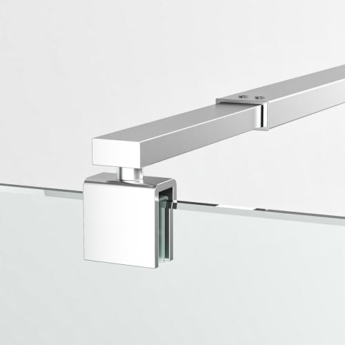 Stabilisierungsstange Feststab Teleskopstange einstellbar 73-123cm, verwendet für Duschwand Glaswand begehbare Stabilisierungsstange Glasstärke 8mm-10mm，Quadratischer Stützstab Silber