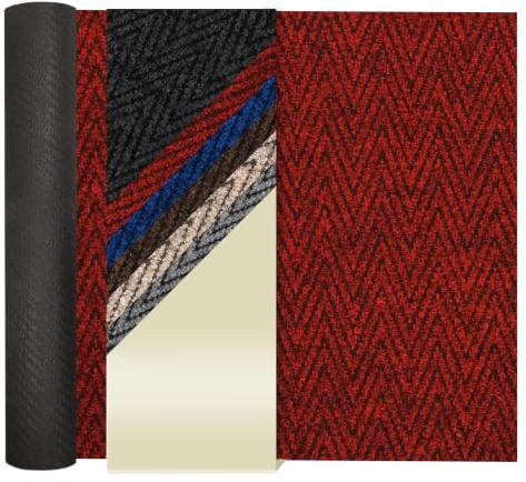 Primaflor Schmutzfangläufer Nobilis | 100 x 500 cm | Rot | Zuschnitt | Schmutzfangmatte, 7 mm hoch, Rippenoptik, rutschhemmender Gel-Rücken, zuschneidbar für innen