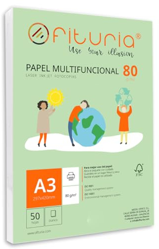 Ramette de papier A3 80g avec 50 feuilles blanches, papier multifonctionnel pour un usage scolaire et professionnel. Idéal pour imprimantes laser, à jet d’encre ou photocopieuses – Ofituria