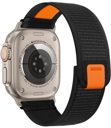 Fullife Bracelet en nylon compatible avec Apple Watch 49 mm, 46 mm, 45 mm, 44 mm, 42 mm, bracelet sport Trail Loop pour iWatch Ultra 2/Ultra séries 10 9 8 7 6 SE 5 4 3 2 1