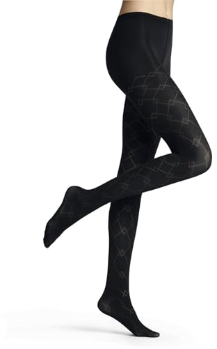 FALKE dam strumpbyxor Check Mate 60 DEN W Ti halvogenomskinliga mönstrade 1 styck, blå marin 6179, M-L, Blå marin 6179, M-L