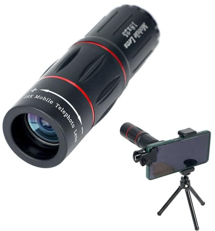 Tokenhigh Monocular Telescope, Mobile Phone Telephoto Lens, Universal Focusing Telephoto Camera Lens, 18X25 HD Long Focus Zoom Telephoto Lens, Flexible Camera Tripod for Most Smartphone