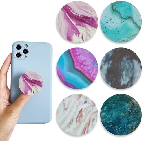 Phone Grip, 6 PCs Phone Back Holder Grip Multi-function Foldable Finger Kickstand Collapsible Cellphone Finger Grip Holder for Smartphones (A)