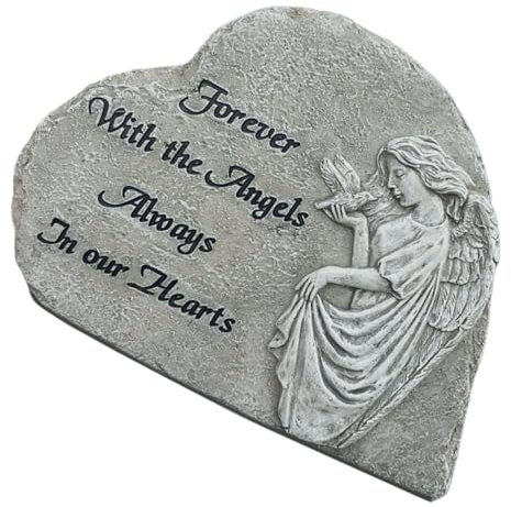 UPKOCH Statue Mémoriale Résine Forme de Cœur avec Ange Décor de Jardin pour Tombeau Monument Commémoratif pour Paisible Êtres