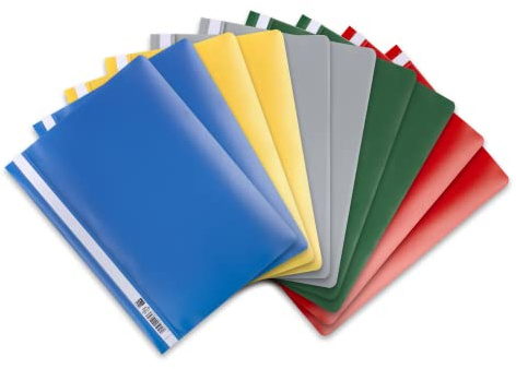 Oxford Schnellhefter A4, aus PP, Kunststoff, für ca. 160 DIN A4-Blätter (Klassisch, 5 Farben | 10 Hefter, 1 Packung)