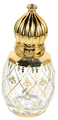 Ipetboom Botella de Perfume Árabe Estilo Medio Oriente de Vidrio de 8ml Tapa Dorada Varios estilos Ligera y Rellenable para Almacenamiento y Uso Portátil