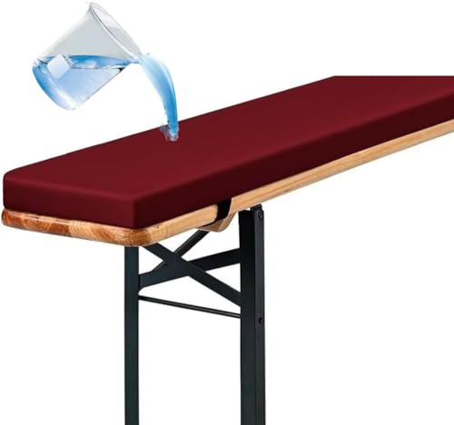 Generisch Bierbankauflage Gepolstert, Sitzauflage Boden Auflagen für Loungemöbel Rutschfester Bankauflagen Bierbank-Auflage wasserabweisend Outdoor Bankauflage Wetterfest,Rot,110x25x3cm