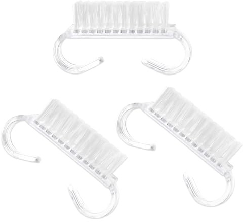 YUVKIN Lot de 3 Brosse à Ongles et Mains Double Face, en Plastique, Brosse pour Lavage des Doigts et Mains, Brosse à Ongles pour Nettoyage Quotidien (Transparent)