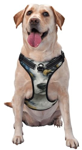 Hundegeschirr mit niedlichem Schäferhund, kein Ziehen, verstellbar, reflektierend, Oxford-Stoff, einfache Kontrolle, Größe M und L