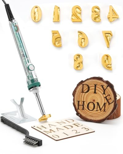 Holzbrennen-Buchstaben-Set, 26 Stück, Alphabet-Markenstempel für Holz, Leder, Hüte, Grillbrot, mit einem 60 W elektrischen Brandeisen (1,2 cm, 10 Zahlen)