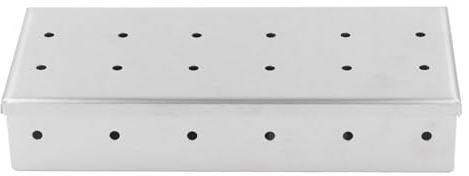 Haofy Räucherbox aus Edelstahl mit Einem Fassungsvermögen von 0,5 Pfund für Reichhaltiges Raucharoma mit Aufklappbarem, Belüftetem Deckel und Holzspäneschale für Gasgrills, Campingausflüge und