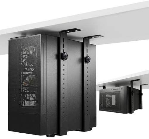 Porta PC Sotto Scrivania Regolabile in Metallo, Supporto Case Desktop 40 kg, Montaggio Verticale o Orizzontale, Salvaspazio per Ufficio e Gaming