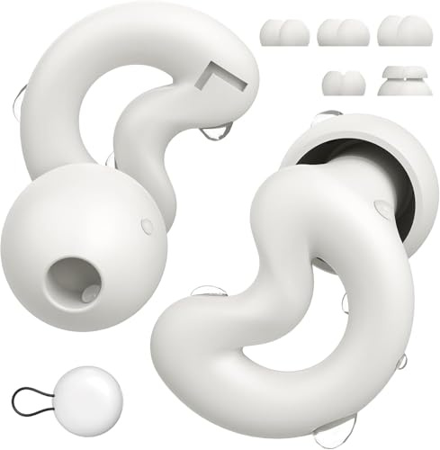 Tapones Oidos Ruido Dormir, Ear Plugs para Dormir de Lado con 27dB Reducción de Ruido, 4 Tallas XS/S/M/L + Almohadilla de Doble Capa para Mejor Ajuste, Reutilizables, Blanco