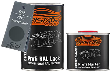 TRISTARcolor RAL 7021 Schwarzgrau seidenmatt 2K Autolack 1,5 Liter / 1500 ml Dose inkl. Härter