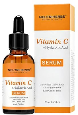 NEUTRIHERBS Vitamin C Serum für Gesicht mit Hyaluronsäure, Dark Spot Corrector, Tägliche Hautpflege Natürliches Aufhellen und Hydrating Gesichtsserum, Feuchtigkeitsspendend, Faltenreparat 1 fl oz…