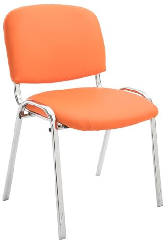 CLP Stapelstuhl Ken I Konferenzstuhl Mit Kunstleder-Bezug I Metall In Chrom-Optik, Farbe:orange