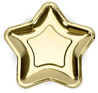 Set de 6 Platos Dorados con Forma de Estrella de Papel - Princess Party
