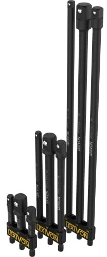 LEXIVON Impact Grade Socket Adapter Set 9-Piece - 3, 6, and 12 Extension Bit with Holder | 1/4, 3/8, and 1/2 Drive, Adapt Your Power Drill to High Torque Impact Wrench (LX-106)
