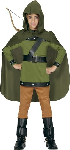 FIESTAS GUIRCA | Bogenschütze Kostüm für Kinder - T-Shirt, Umhang, Kapuze, Armschoner und Hose - Mittelalterliche, Banditen- und Musketier Kostüme für Karneval und Halloween - Ideal für Kinder