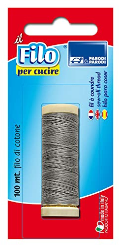 PARODI & PARODI- Filo per Cucire per 100m, Filo da Cucito da 20gr, Bobina di Cotone per Aghi da Cucito, Rocchetto Adatto alla Cucitura a Mano, Prodotto in Italia, Color Grigio
