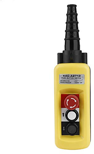 EVTSCAN Neueste Kran-Hebezeug-Steuerung, XAC-A2713 Kran-Kettenzug-Druckknopf-Schalter Hebe-Anhänger-Steuerung mit Not-Aus