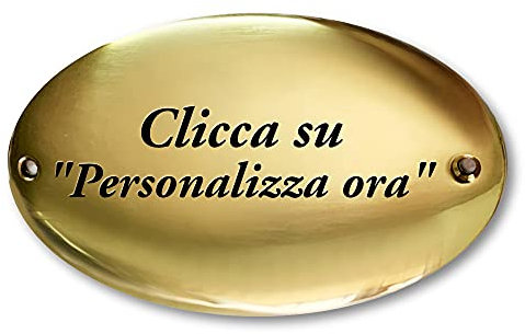 Targhetta Porta Ingresso Personalizzata: Targa Ovale in Ottone con Incisioni, Design Bombato, Varie Dimensioni e con Fori per Porte