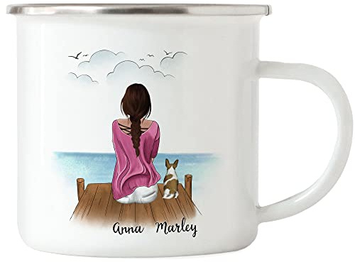 Kiddle-Design Hundemama Emaille Tasse Personalisiert Hundebesitzer Geschenk Hundeliebhaber Hunde Dog Mom Hundefan Hundemotiv Haustier