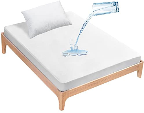 Protector de colchón de 90 x 180 cm, Resistente al Agua, con Funda de Almohada de 74 x 48 cm, Transpirable, antiácaros, Protector de colchón, Protector de incontinencia e higiénico…