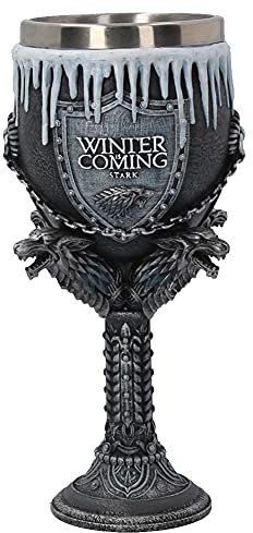FIYSON Lion Goblets Stainless Steel Resin Chalice Beer Mug, Resin Coffee Cups Game of Thrones Goblet 13cm Black, Halloween Wine Glass Gothic Wine Chalice for Themed Party Deco (Style 1)