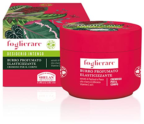 Helan, Foglierare, Desiderio Intenso - Crema Corpo Idratante Pelle Secca, Ricca e Nutriente a Rapido Assorbimento - Crema Corpo Profumata Elasticizzante con Burro di Albicocca e Vitamina C, 200 ml