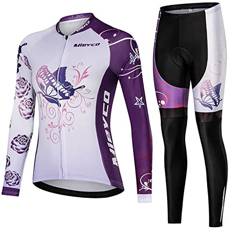 Team Radtrikot Set Damen MTB Fahrradbekleidung Langarm Rennrad Anzug Outdoor Leichte Elastische Atmungsaktive Fahrradanzug,Purple,4XL(Chest:118cm)