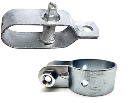 DOJA Barcelona | Tensores para Alambre y Abrazadera Poste | Pack 10 Tensor Galvanizado +10 Abrazadera Valla 60mm | Abrazadera en Acero Cincado con Tornillo | Alambradas para Fincas, Malla Metalica