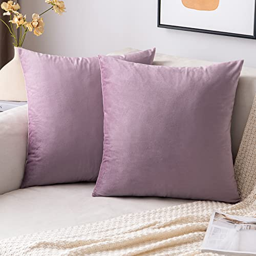 EMEMA Kissenbezug 40x40 Samt Dekokissen Pink Lila Kissenhülle Sofakissen Dekorative Pillow Case Home Decoration Lendenkissen Wurfkissenbezug Sofa Wohnzimmer Schlafzimmer 2er Set