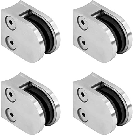 PRIOstahl Glashalter 4 Stück Glasklemmen Klemmhalter Glasplattenhalter 35 x 29 x 18 mm Anschluss: 42,4 mm für Glas 8 mm Geländer Treppengeländer aus Edelstahl V2A