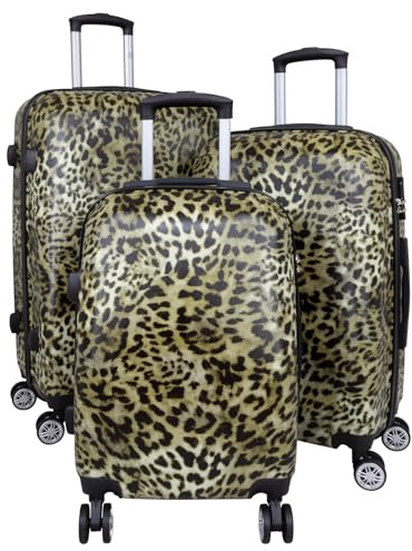 Trendyshop365 Hartschalen Koffer-Set 3-teilig Leoparden-Fell Tierdruck