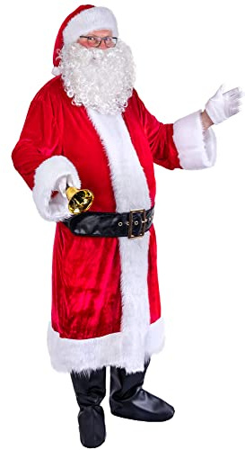 Funny Fashion Nikolaus Weihnachtsmann Kostüm Set 3-tlg. | Rot Weiß - Mantel Mütze Bart Santa Claus Weihnachten Heiligabend Weihnachtszeit Adventszeit Weihnachtsmarkt Christkind Einheitsgröße