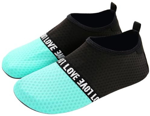 AUXDIQ Schwimmschuhe Badeschuhe Aquaschuhe Surfschuhe Wasserschuhe Strandschuhe Barfuß Schnell Trocknend für Damen Herren, Hellblau, 37/38 EU