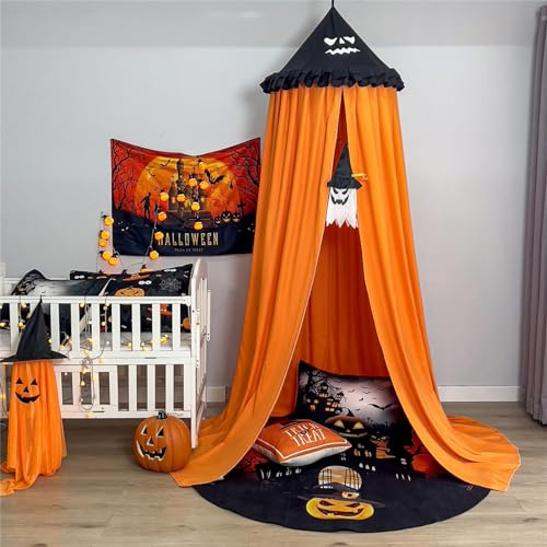 Odot Betthimmel Babybett, Betthimmel Mädchen und Jungen Himmelbett Vorhänge Kinder Baldachin Kinderzimmer Rund Hängende Princess Moskitonetz für Schlafzimmer Dekoration (65cm,Milchkuh)