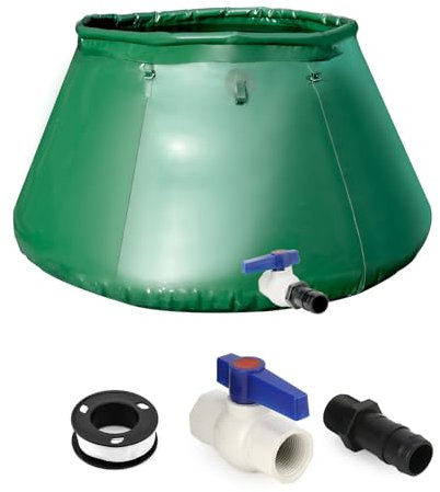 QWORK® récupérateur Eau de Pluie 250L, Baril d'eau 250L, Baril de Pluie Pliable, avec Robinet de Sortie