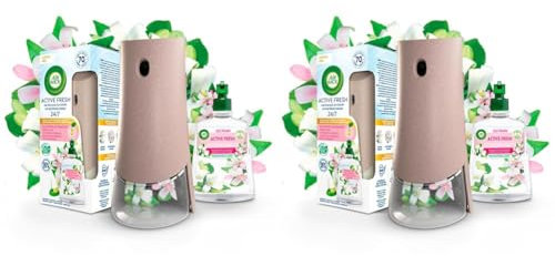 Air Wick Active Fresh Deodorante per Ambienti, Confezione con 1 Diffusore Automatico senza gas, 1 Ricarica alla Fragranza Bouquet di Gelsomini 228ml, 2 Pile AA, Neutralizza Odori 24/7