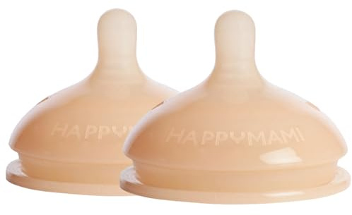 Happymami,Personalisierbarer Sauger, anpassbar an die Form deiner Brust, Flaschensauger aus Lebensmittelecht, BPA-frei, mit doppeltem Anti-Kolik-System (2 Personalisierbarer Sauger)