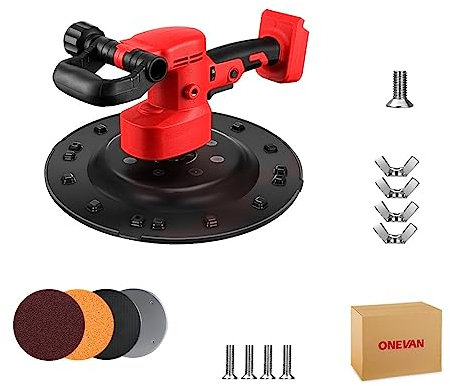 Lijadora orbital, Lijadora eléctrica sin escobillas for paneles de yeso, 1280 W, papel de lija de pared, masilla, polvo, lijado, máquina pulidora de pared para fabricación de metales, carpintería y pu