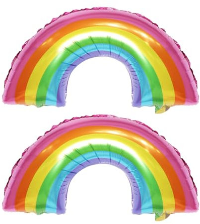 Lot de 2 Ballons Décoratifs de Fête Arc-en-Ciel, Imprimés, à Thème, en Aluminium