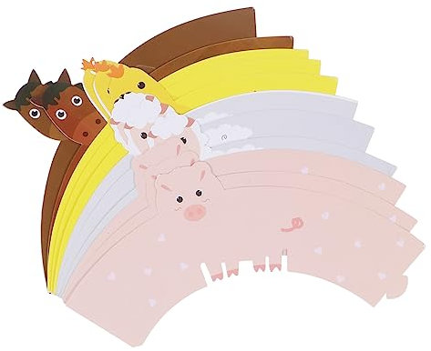 Anneome 24st Kuchen Grenze Muffinförmchen Cupcake-wraps Mit Tieren Topper Topfbürste Cupcake-backfolie Mini Spender Cupcake-förmchen Aus Papier Wok Hochwertiges Beschichtetes Papier
