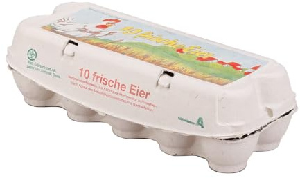 Eierverpackungen Holzschliff mit Neutraldruck 10er cappuccino oder rapsgrün, 65 Stück