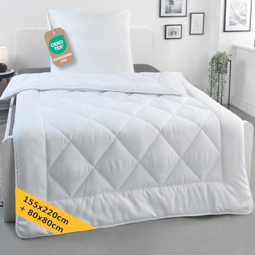 MALIKA Bettdecke 155x220 mit Kopfkissen 80x80 Bettdecken Set Betten-Set Zudecke, Steppdecke Steppbett Schlafdecke, Steppbettdecke Duvet Set, Größe:155x220 + 80x80 cm, Variante:Medium
