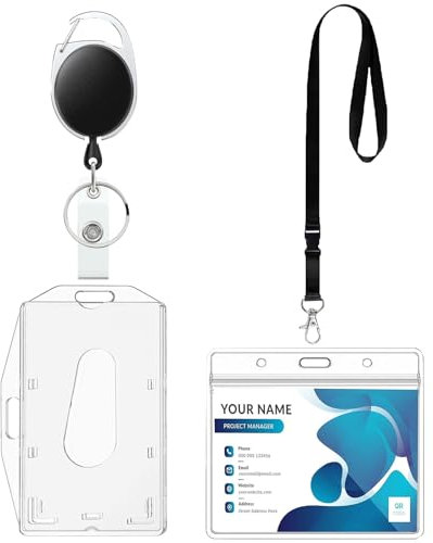 Fhlbestyu 1/2 Satz Kartenhülle mit Lanyards, Ausweishalter Transparente und Wasserdichte, Ausweishülle Ausweisclip Kartenhalter Schlüsselanhänger, Work ID, Studentenausweis, Büro Schlüsselband
